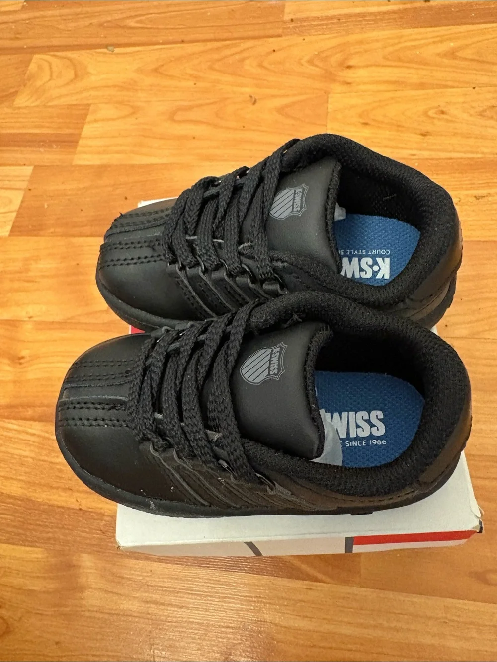 K-Swiss Kids Black Sneakers with Subtle Blue Lining